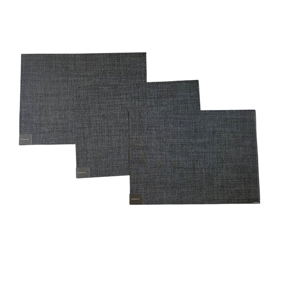 Chilewich Boucle Noir Rectangle Placemats Set Of 3 Crepe Weave Easy Maintenance - Picture 2 of 5